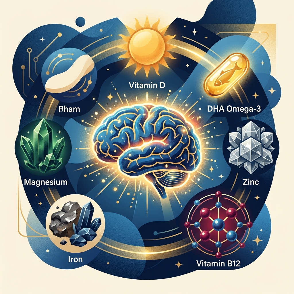 Nutrientes esenciales para el cerebro: magnesio, DHA, B12, hierro, zinc y vitamina D